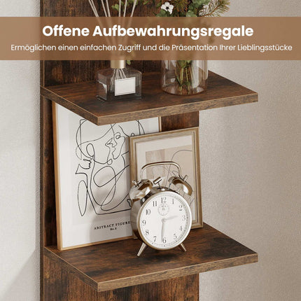 5-Tier Wall-Mounted Wooden Shelf, Rustic Brown