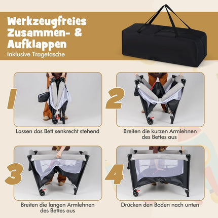 5-in-1 Babybett mit Matratze, Wickeltisch, Spieluhr