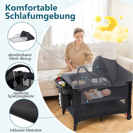 5-in-1 Babyreisebett mit Matratze und Wickeltisch