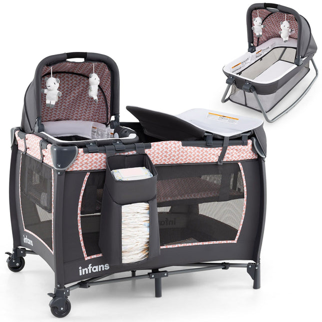 5-in-1 Baby-Reisebett mit Wickeltisch & Stubenwagen