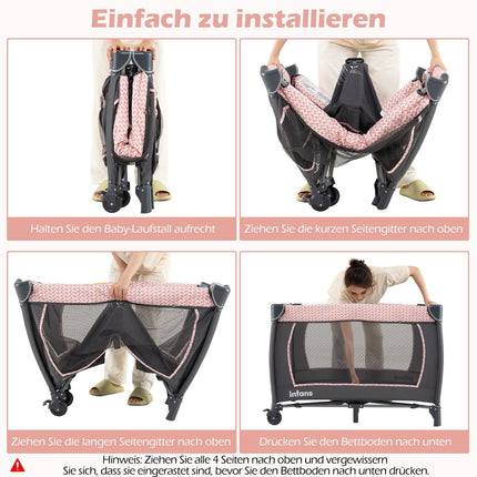 Cestovní dětská postýlka 5 v 1 s přebalovacím pultem a kolébkou