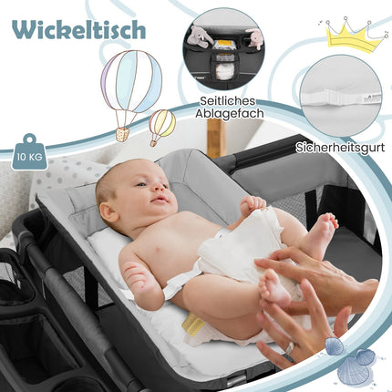 5-in-1 faltbares Babybett mit Wiege und Wickelauflage