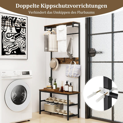 5-in-1-Flurorganisator mit Sitzbank und Schuhaufbewahrung