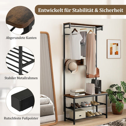 5-in-1-Flurorganisator mit Sitzbank und Schuhaufbewahrung