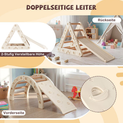 5-in-1 Kids Climbing Set with Slide and Adjustable Ramp
