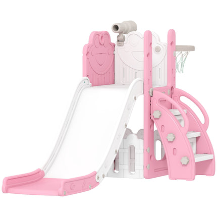 5-in-1 Kids Slide Set with Basketball Hoop and Telescope