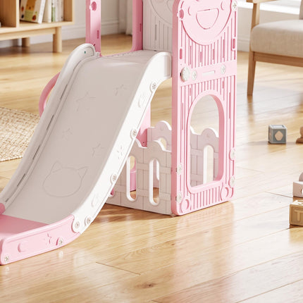 5-in-1 Kids Slide Set with Basketball Hoop and Telescope