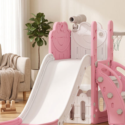 5-in-1 Kids Slide Set with Basketball Hoop and Telescope