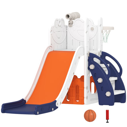 5-in-1 Kids Slide Set with Telescope & Basketball Hoop