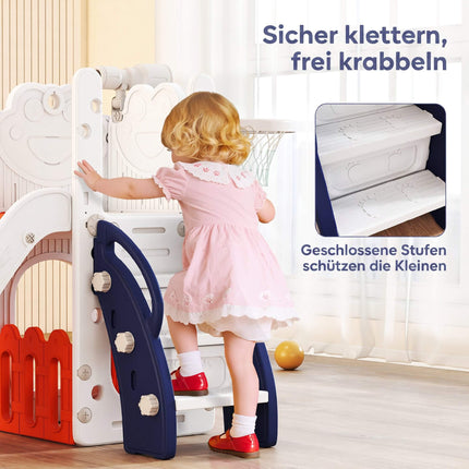 5-in-1 Kids Slide Set with Telescope & Basketball Hoop