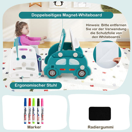 5-in-1 Kids Slide Set with Whiteboard & Bookshelf