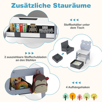 5-in-1 Kindertisch-Set mit Stühlen, Kreidetafel & Aufbewahrung