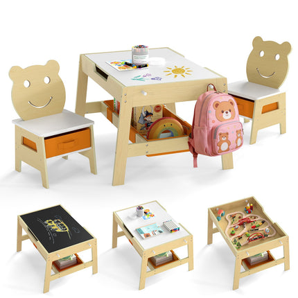 5-in-1 Kindertisch-Set mit Kreidetafel & Stauraum