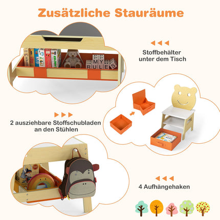 5-in-1 Kindertisch-Set mit Kreidetafel & Stauraum