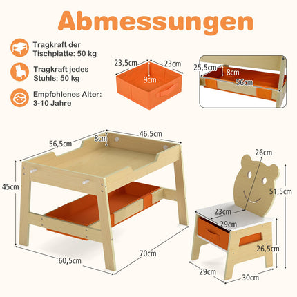 5-in-1 Kindertisch-Set mit Kreidetafel & Stauraum