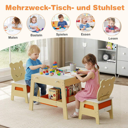 5-in-1 Kindertisch-Set mit Kreidetafel & Stauraum