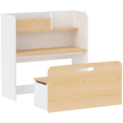 5-in-1 Kids Table Set with Storage and Bookshelf