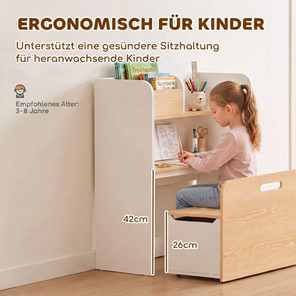 5-in-1 Kids Table Set with Storage and Bookshelf