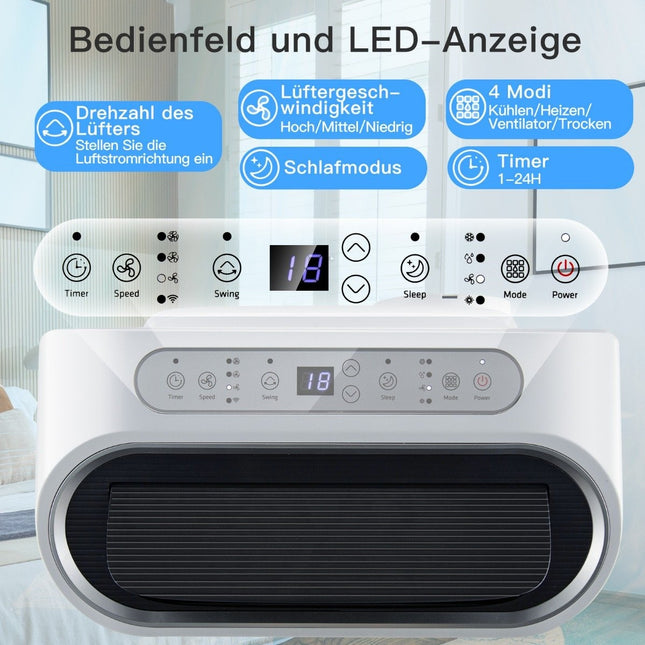 5-in-1 Mobile Klimaanlage 16000 BTU, Kühlen &amp; Lüftern &amp; Entfeuchten &amp; Heizen, Luftentfeuchter, 16℃-32℃, 44,5 x 39 x 77 cm, Weiß
