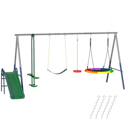 5-in-1 Outdoor-Spielset mit Rutsche & Schaukeln für Kinder