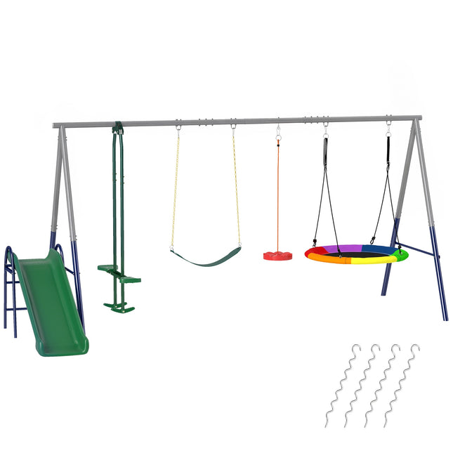 5-in-1 Outdoor-Spielset mit Rutsche & Schaukeln für Kinder