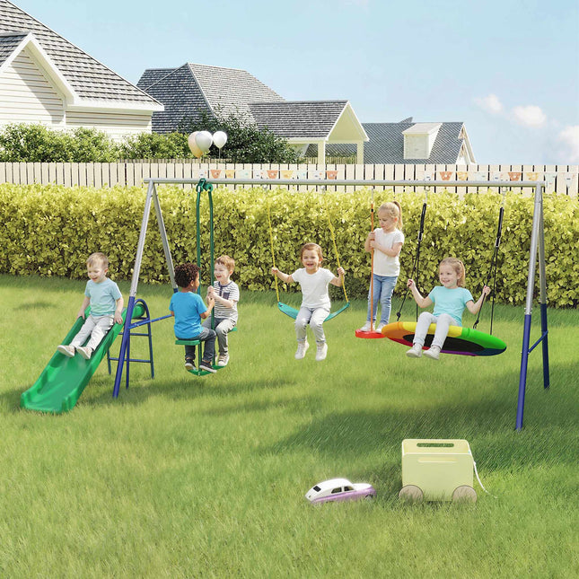 5-in-1 Outdoor-Spielset mit Rutsche & Schaukeln für Kinder