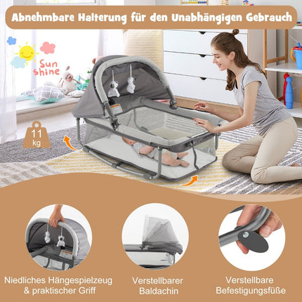 5-in-1 Portable Baby Crib, Changing Table & Bassinet