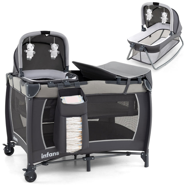 5-in-1 tragbares Babybett mit Wickeltisch & Stubenwagen