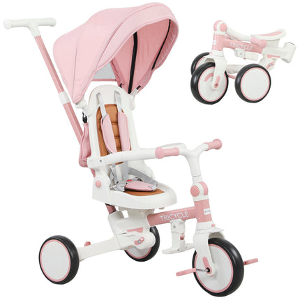 5-in-1 Kleinkinder-Dreirad, verstellbar, Pink, 1-3 Jahre
