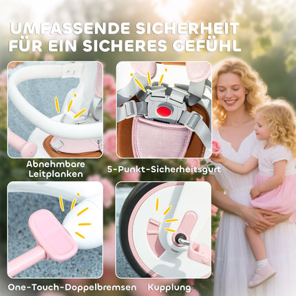 5-in-1 Kleinkinder-Dreirad, verstellbar, Pink, 1-3 Jahre