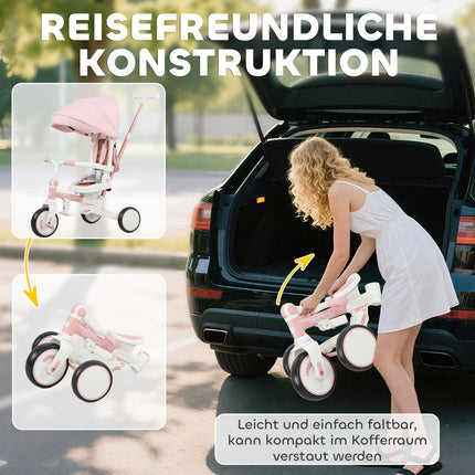 5-in-1 Kleinkinder-Dreirad, verstellbar, Pink, 1-3 Jahre