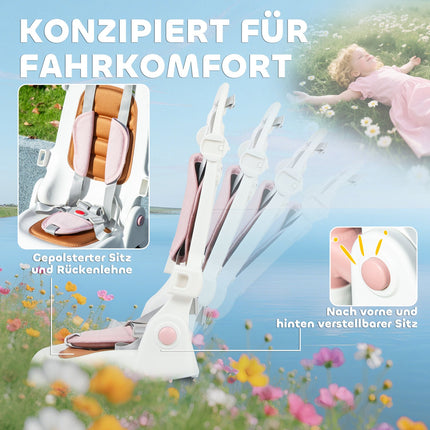 5-in-1 Kleinkinder-Dreirad, verstellbar, Pink, 1-3 Jahre