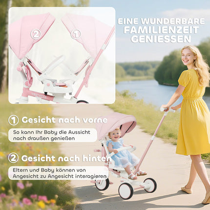 5-in-1 Kleinkinder-Dreirad, verstellbar, Pink, 1-3 Jahre