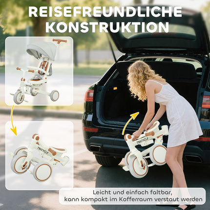 5-in-1 Toddler Tricycle, Adjustable, Storage Bag, 1-3 Years