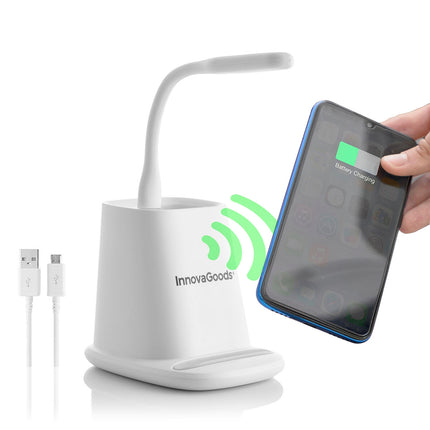 Bezdrátová nabíječka 5 v 1 se stojanem-organizérem a USB LED lampou DesKing InnovaGoods