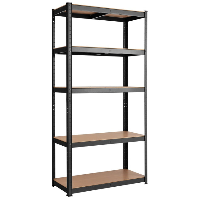 5 level storage rack with metal frame, metal rack, load capacity up to 650 kg, 75 x 30 x 150 cm, black
