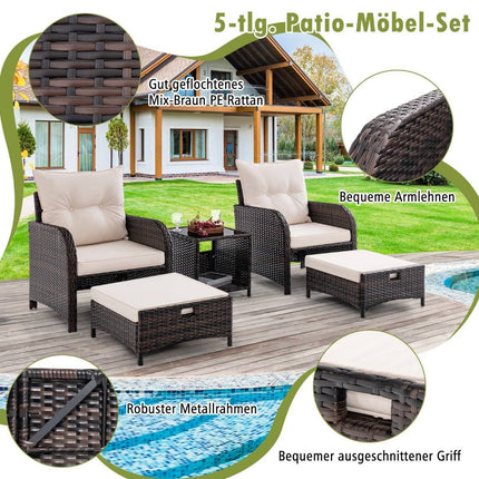 5-teiliges Balkonmöbel-Set Gartenmöbel aus PE Polyrattan Sitzgruppe für Garten