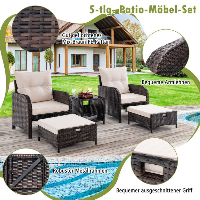 5-teiliges Balkonmöbel-Set Gartenmöbel aus PE Polyrattan Sitzgruppe für Garten