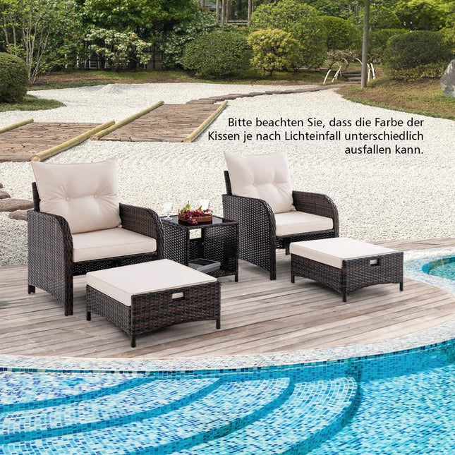 5-teiliges Balkonmöbel-Set Gartenmöbel aus PE Polyrattan Sitzgruppe für Garten