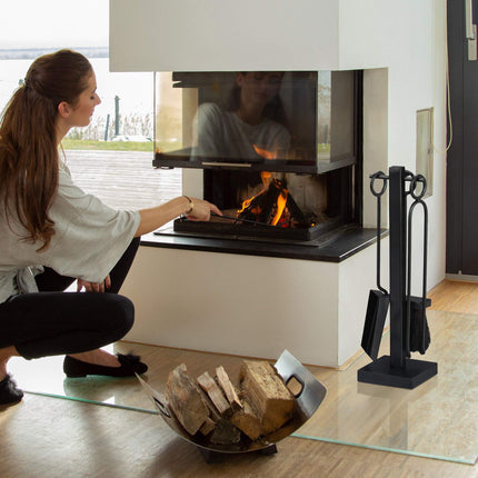 5-piece black fireplace set