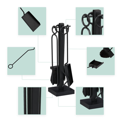 5-piece black fireplace set