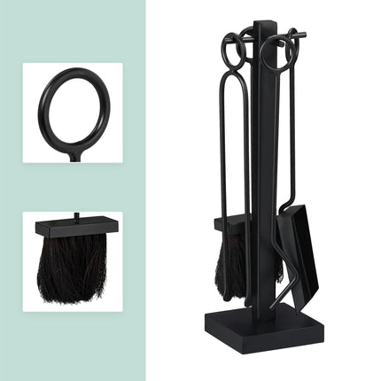 5-piece black fireplace set