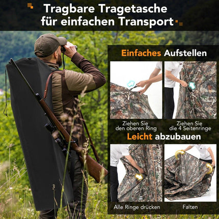 5-teiliges zerlegbares Jagdversteck für 2-3 Personen 360° transparentes Jägerzelt