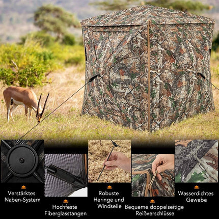 5-teiliges zerlegbares Jagdversteck für 2-3 Personen 360° transparentes Jägerzelt