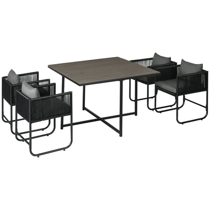 Gartenset aus Polyrattan – 5-teilig, mit Tisch und Stühlen
