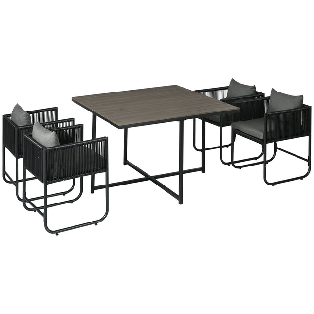 Gartenset aus Polyrattan – 5-teilig, mit Tisch und Stühlen