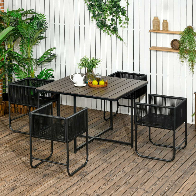Gartenset aus Polyrattan – 5-teilig, mit Tisch und Stühlen