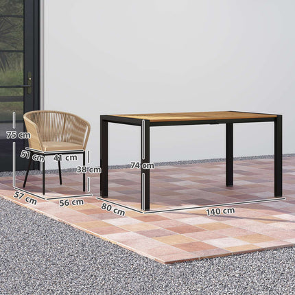 Patio set in poly rattan for 4 with table and cushions