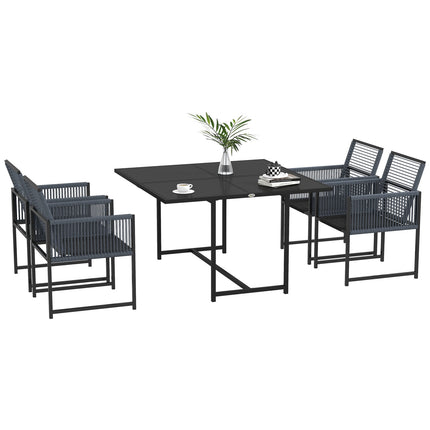5-teiliges dunkelgraues Esszimmer-Set mit Klappstühlen
