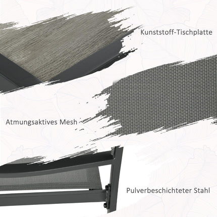 5-teilige Terrassensitzgruppe – dunkelgraue Stühle und Tisch aus Mesh